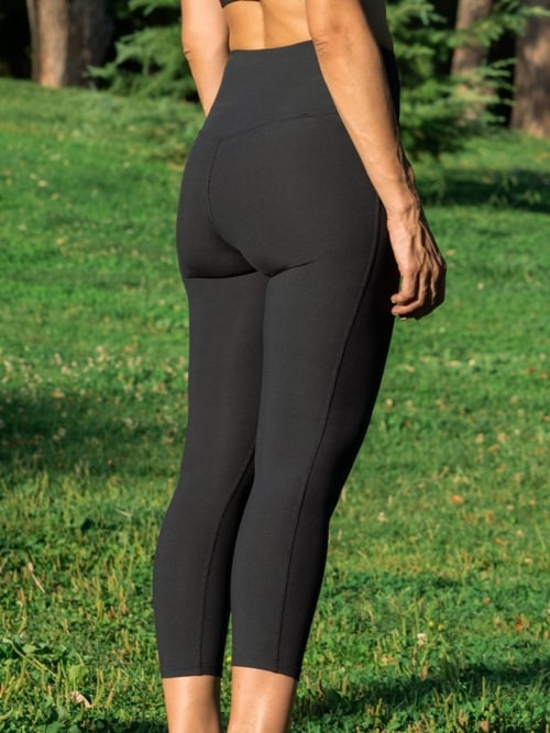 Nadia Recycled Cropped Leggings in black ribbed fabric